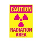 Caution Radiation Area Sign - Yellow/Hot Pink 10x14
